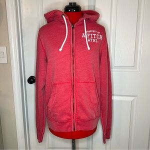 Abercrombie & Fitch Muscle Full Zip Red Hooded Sweatshirt Y2K Mens Large